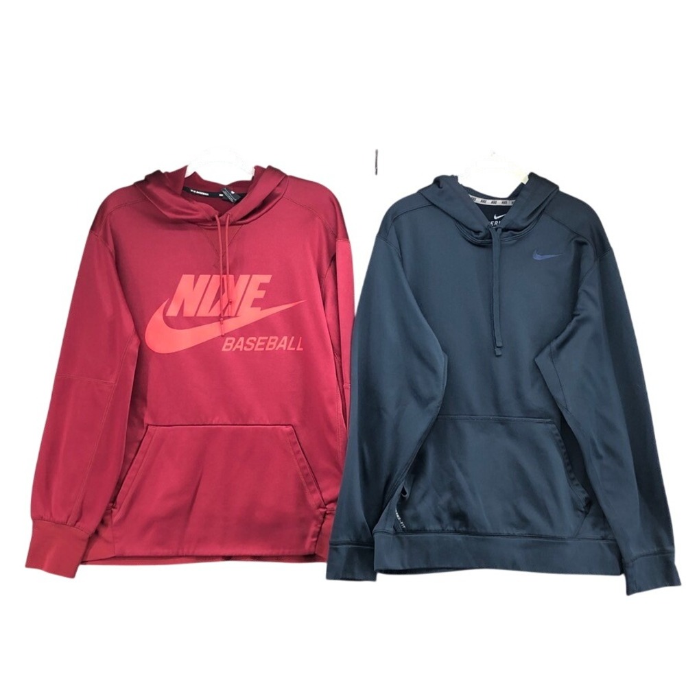Nike Hoodies Mens L Bundle Red Baseball Dri-FIT Navy Therma-FIT Pullover